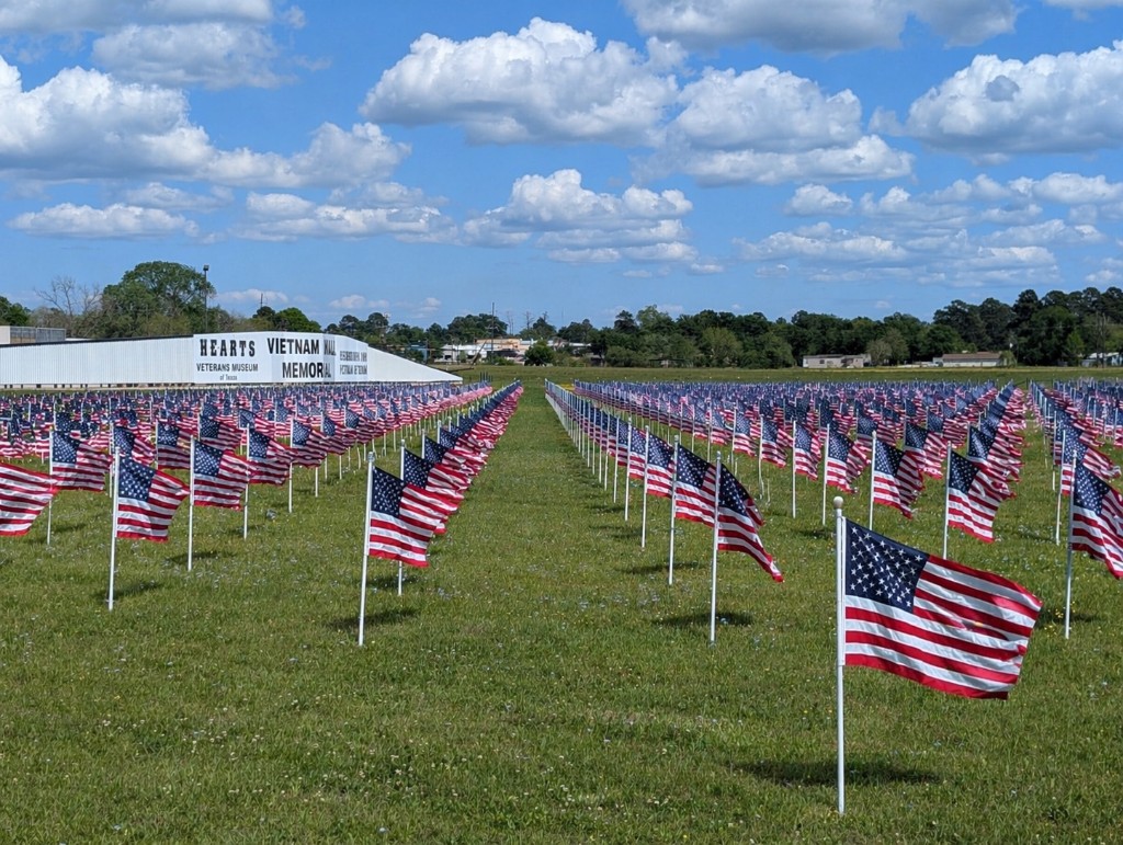 Field of American flags at H.E.A.R.T.S. Veterans Museum