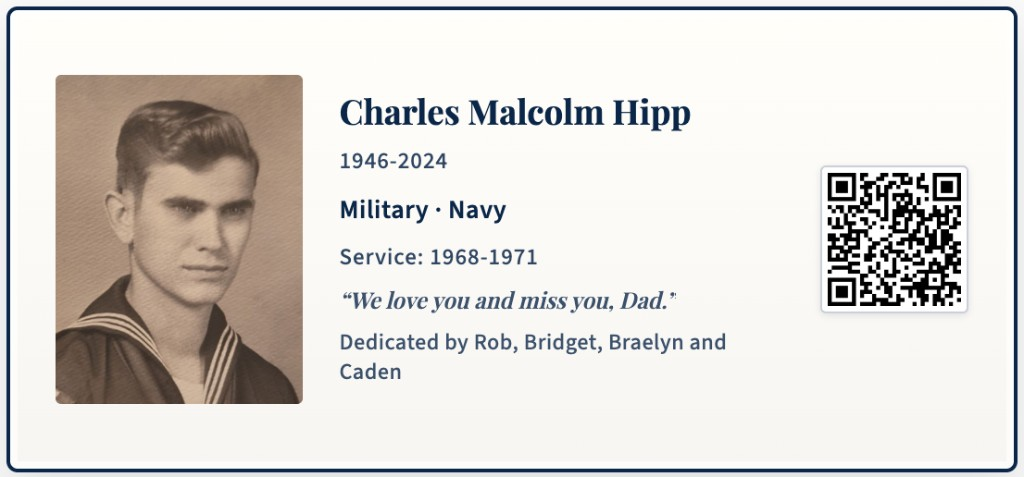 Sample Hero Field name card honoring Charles Malcolm Hipp